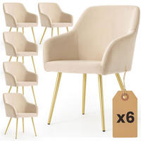 ČALÚNENÁ STOLIČKA, sada 6 ks, kovové nohy, béžová, zlatá 54,5/83/58 - béžová, textil (55/83/51cm) - RAUMHIRSCH FURNITURE