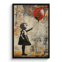 ZARÁMOVANÝ PLAGÁT Graffiti - Banksy - Dievča - Street art 60x90 cm - piesková, papier (60/90cm) - MuchoWow