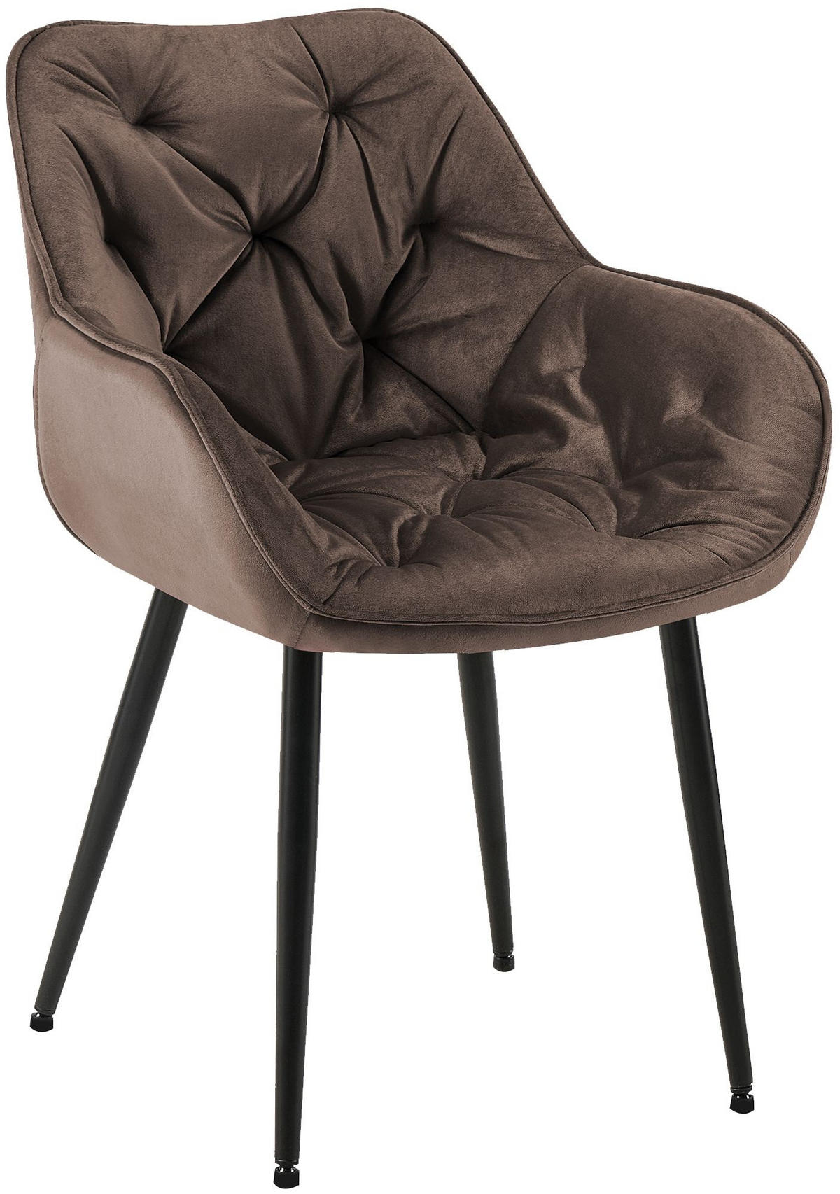 ARMLEHNENSTUHL Samt braun - Schwarz/Braun, Textil/Metall (58/83/62cm) - CLP