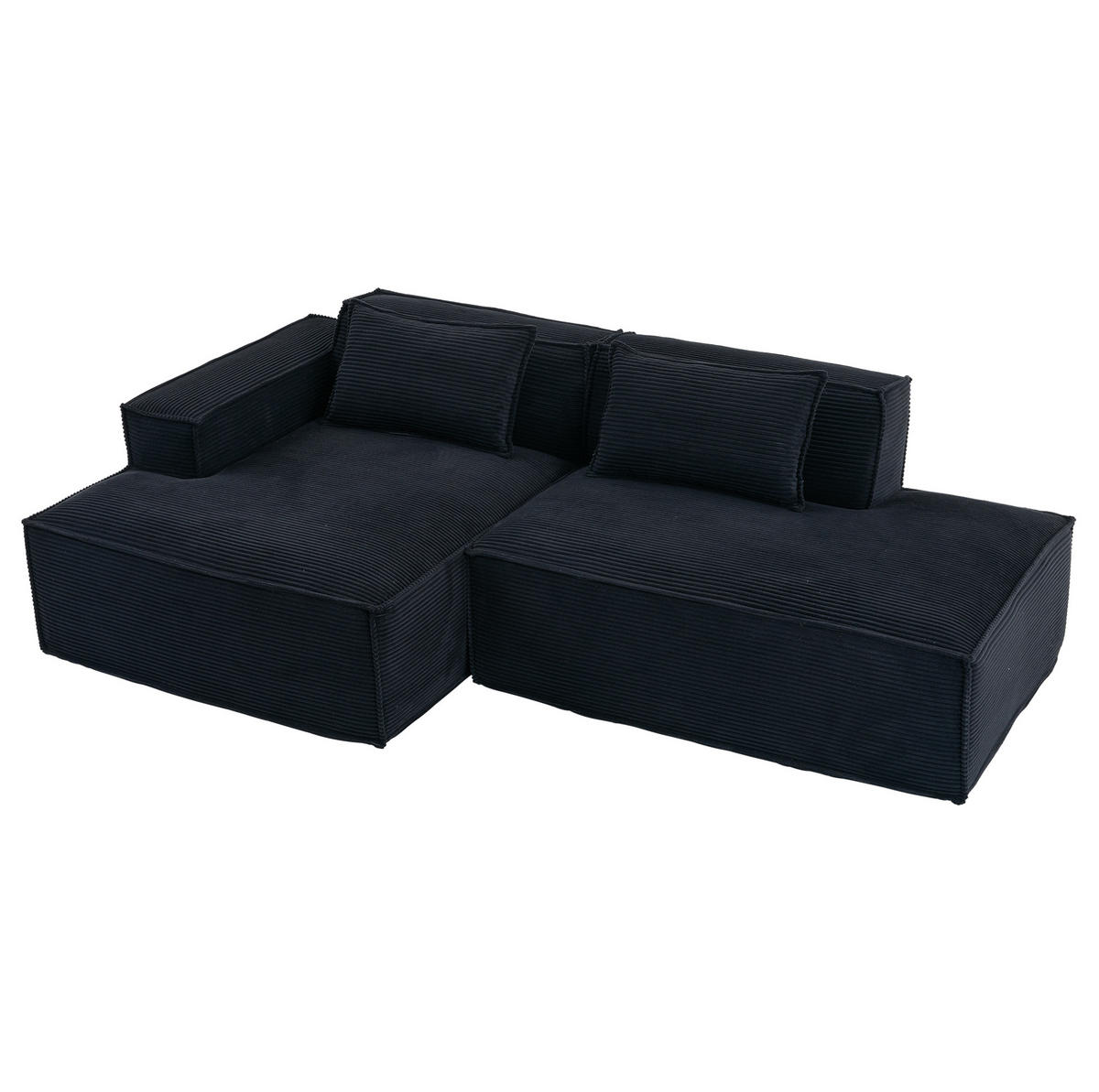 ECKSOFA aus Polyester 235 cm Schwarz mit Taschenfederkern und pflegeleichtem Bezug, kompakt für kleine Räume - Schwarz, Textil (235/129cm) - Modfu