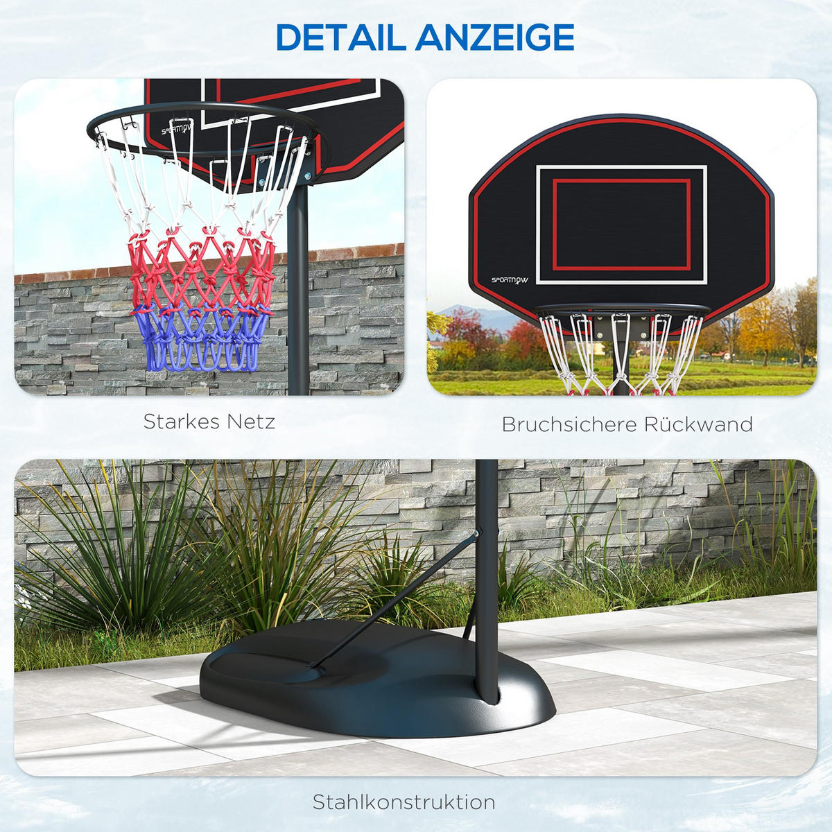 BASKETBALLKORB - Schwarz, Metall (60/84cm) - SPORTNOW