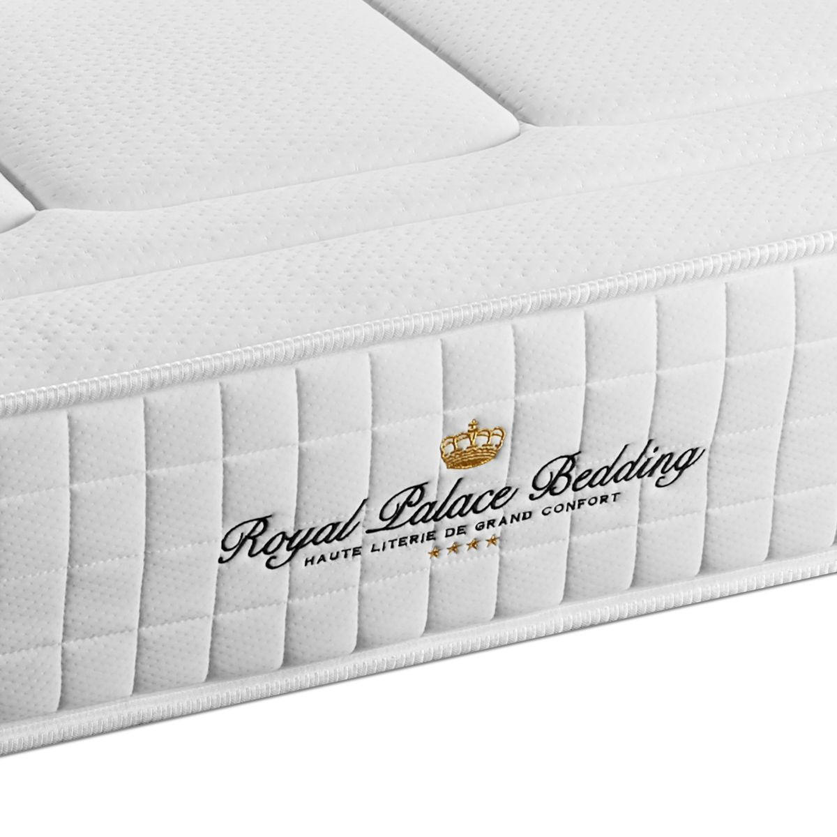 BETT Balmoral Memory-Schaum 180 x 220 cm h3 - Kit Bettgestell Schwarz - Beige/Schwarz, Karton/Holz (180/220cm) - ROYAL PALACE BEDDING