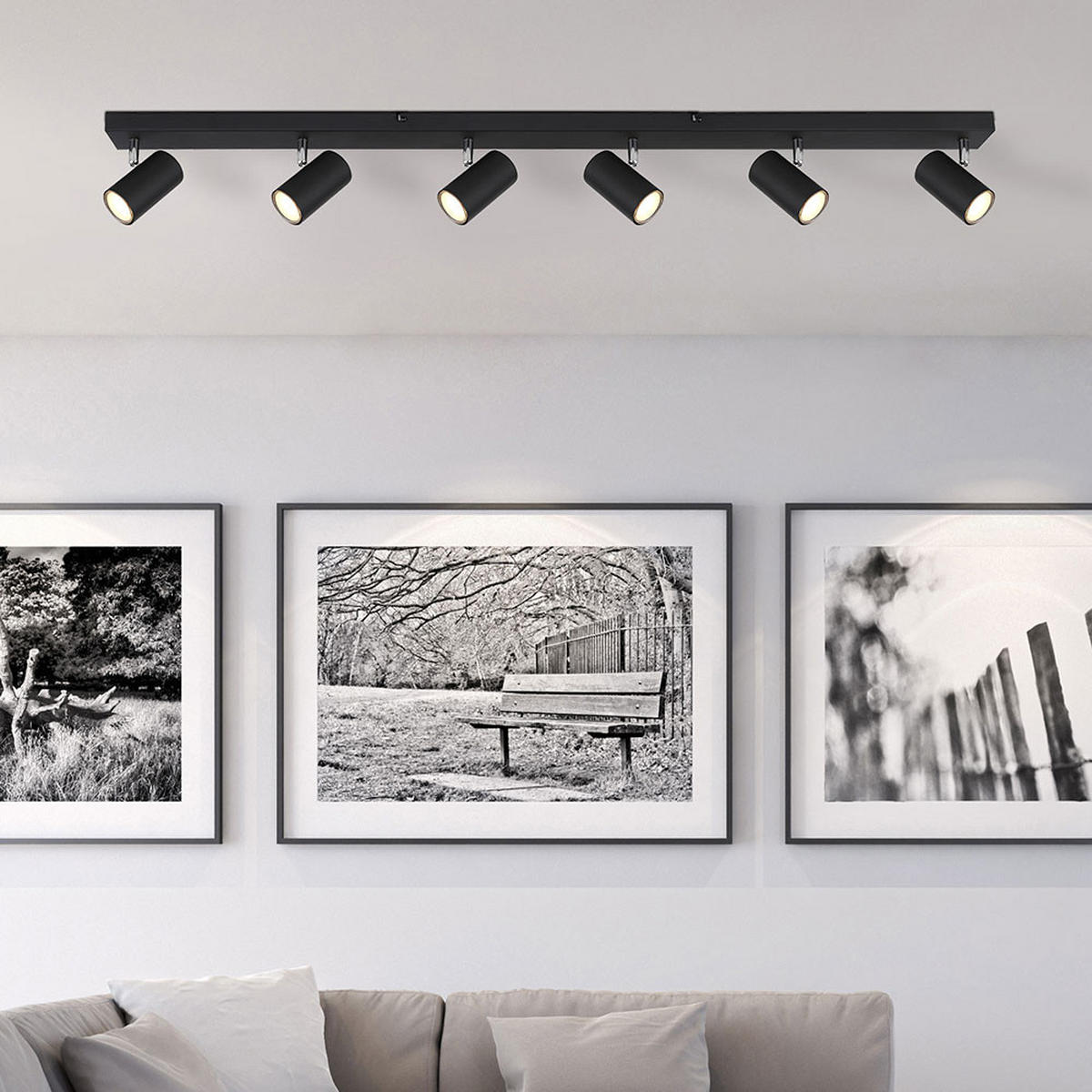 DECKENLEUCHTE Metall Schwarz schwenkbar 6-flammig - Schwarz, Metall (115/6/12cm) - Globo Lighting