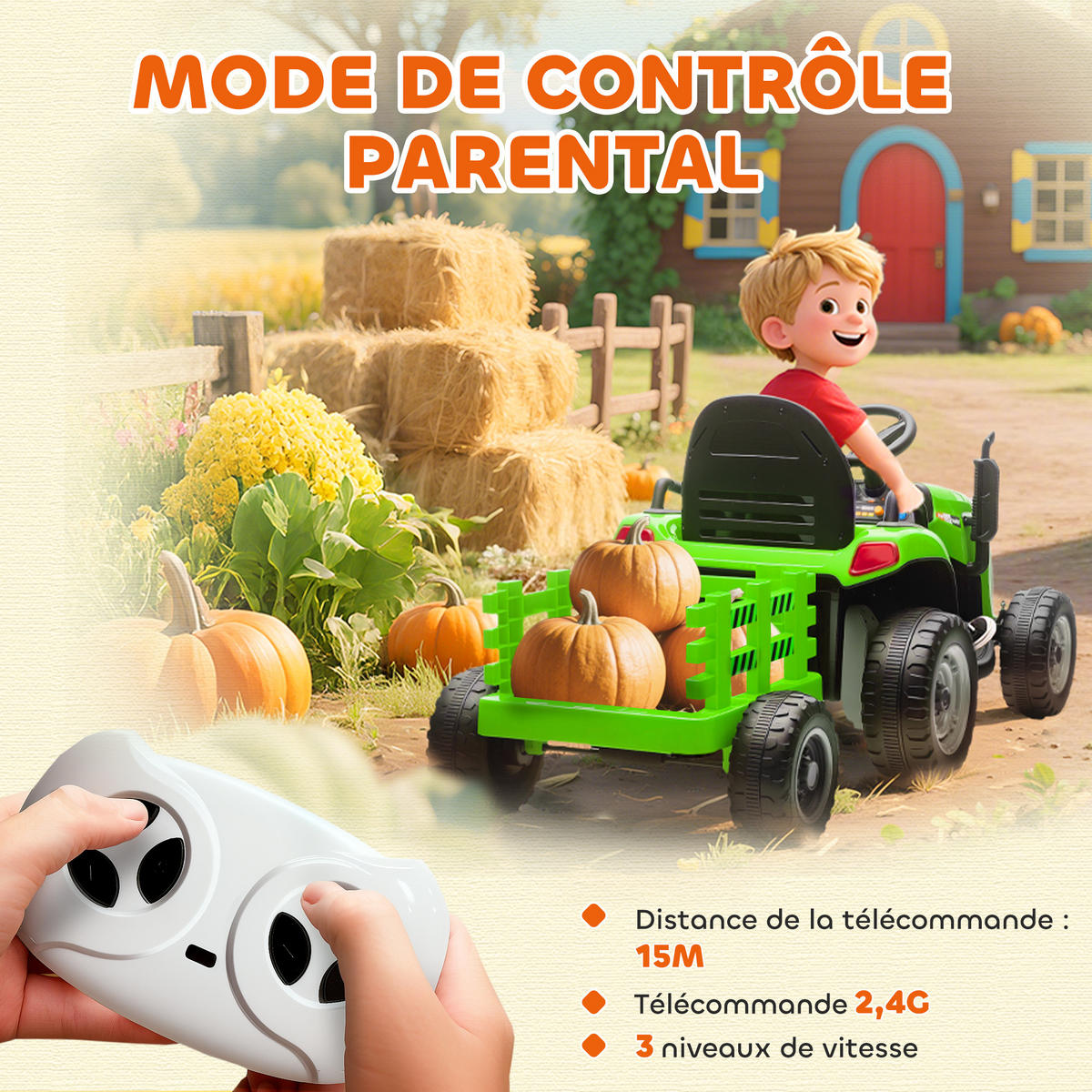 TRAKTOR DE-13078 abnehmbarer Anhänger Grün - Grün, Kunststoff (139/58/55cm) - ComfortXL
