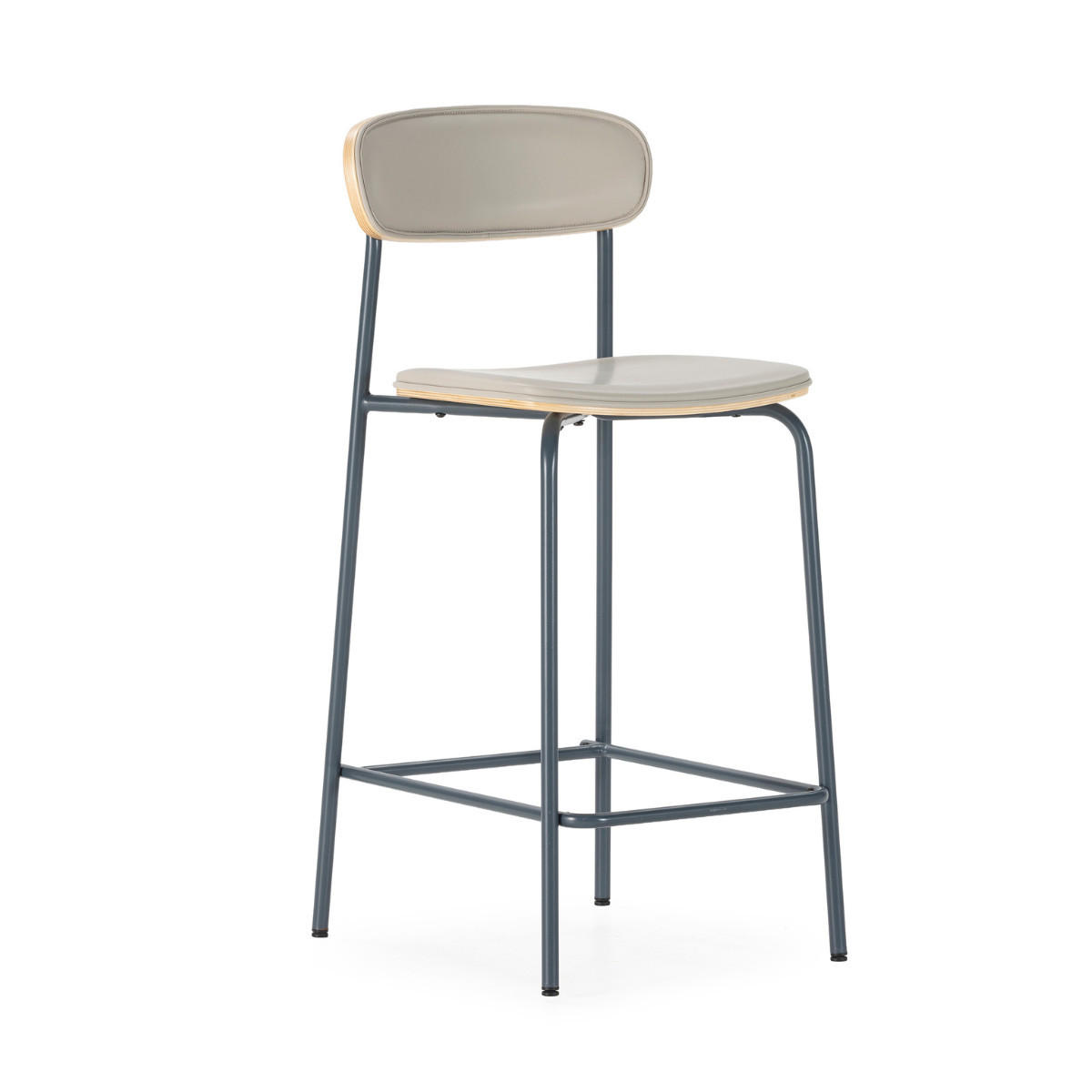 HOCKER 2er-Set aus Kunstleder mit Metallfüßen 41/95/50 cm - Beige, Metall (41/95/14cm) - Calicosy