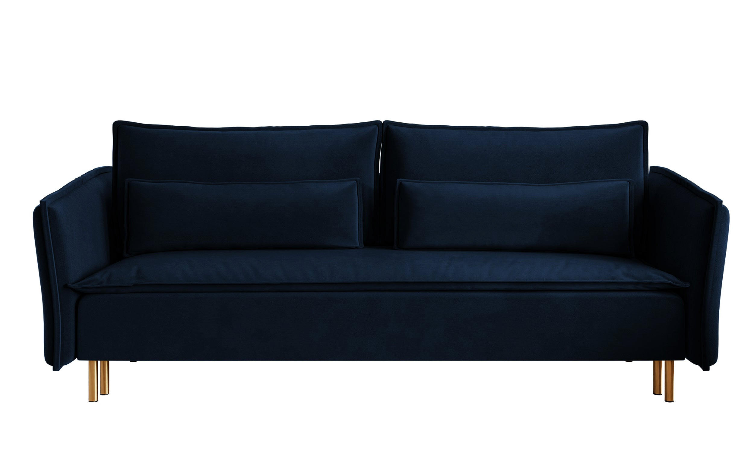 SCHLAFSOFA Ummo Dunkelblau Velours - Goldfarben/Dunkelblau, Textil/Metall (230/88/90cm) - Selsey