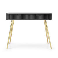 SCHMINKTISCH Zova Schwarz mit goldenen Beinen 110 cm - Goldfarben/Schwarz, Holzwerkstoff/Metall (49/103/80cm) - Selsey