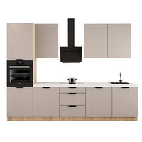 KÜCHENZEILE 300 cm - Sorento KS1-M300 - in Beige/ Sonoma Eiche - Beige/Schwarz, Holz (300/247/58cm)