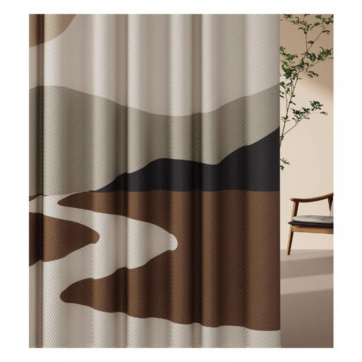 DUSCHVORHANG Polyester schnell trocknend wasserfest maschinenwaschbar mit Haken Badezimmer - Braun, Textil (200/180cm) - MCBOSON