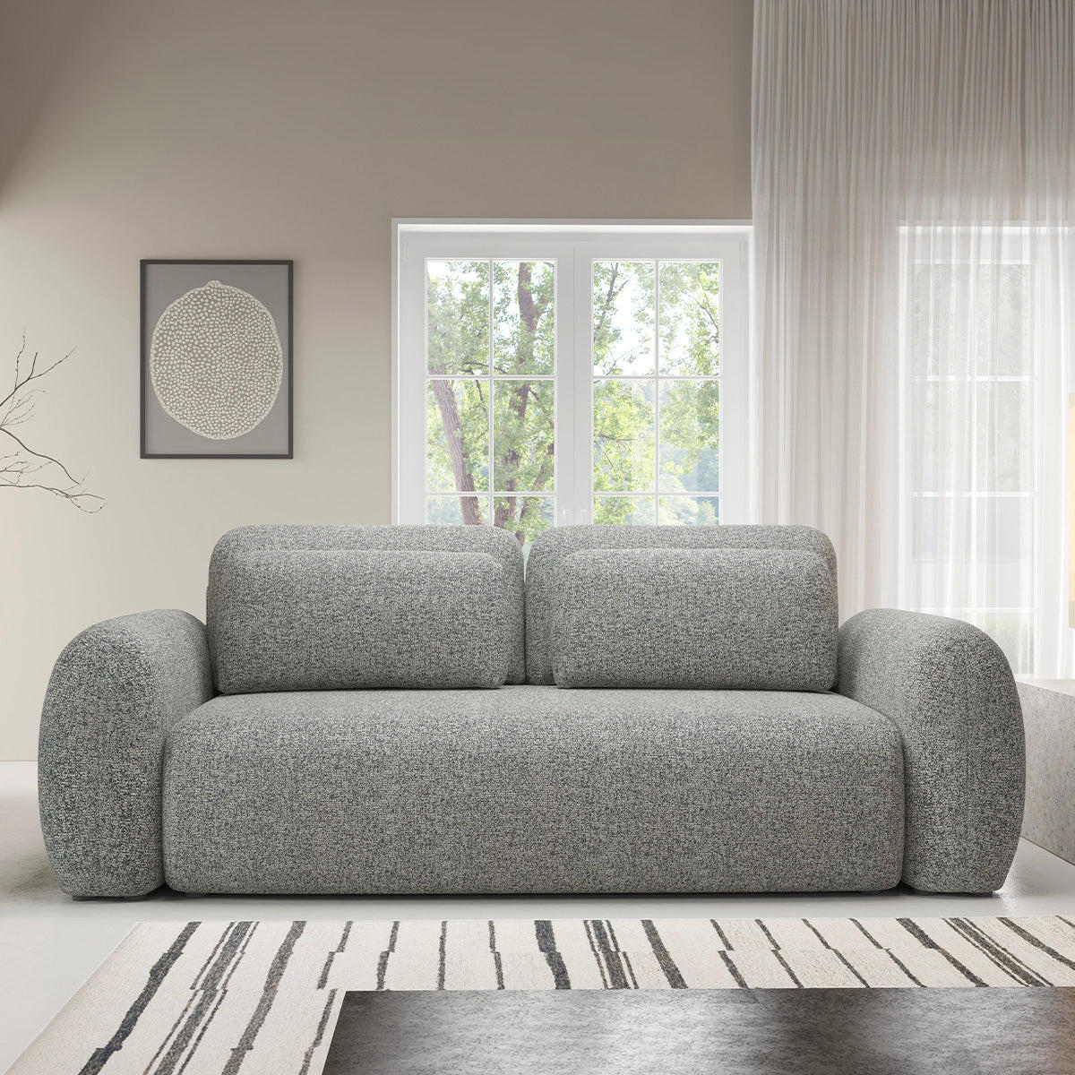SOFA Carmela 3 Sitzplätze Grau - Grau, Holz (266/95/121cm) - Petits-meubles