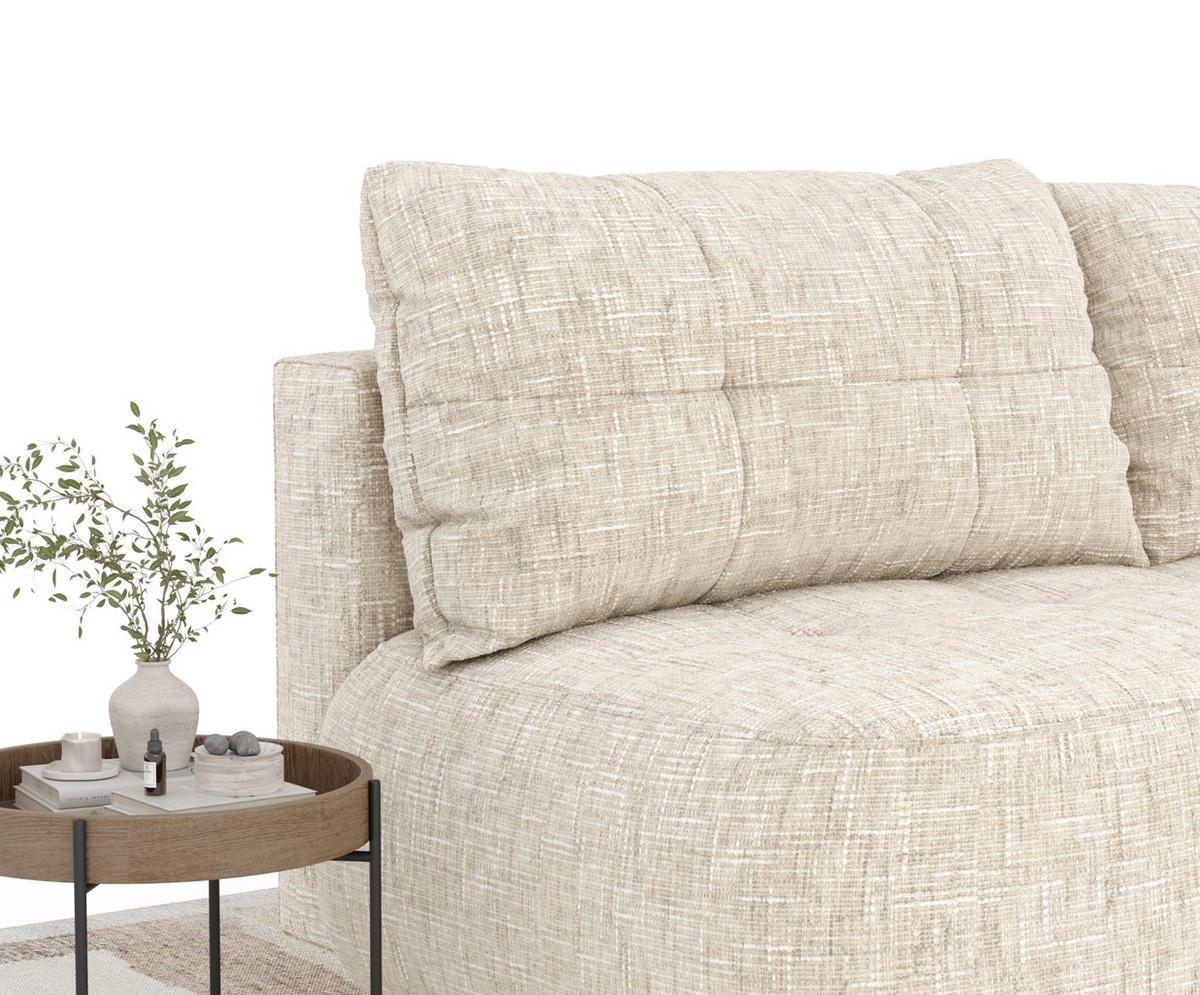 SCHLAFSOFA Cirrus Creme Webstoff - Creme/Schwarz, Holz/Holzwerkstoff (206/95/105cm) - Maison de Reve