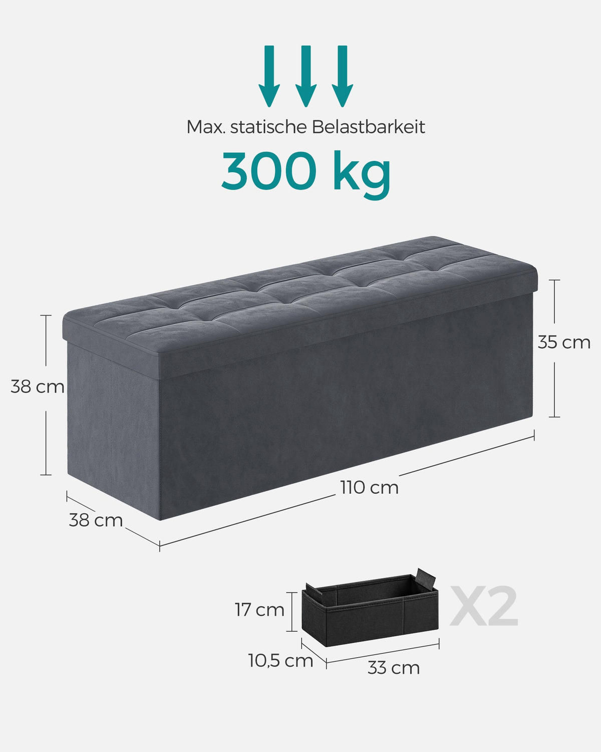 SITZBANK ROME - Grau, Holzwerkstoff (110/38/38cm) - Hansiro