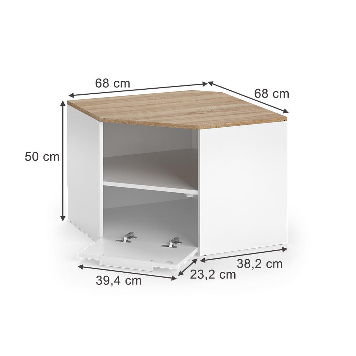 NÍZKÝ NÁBYTEK POD TELEVIZI Wido Bílá/Sonoma - bílá, kompozitní dřevo (68/50/68cm) - Vicco