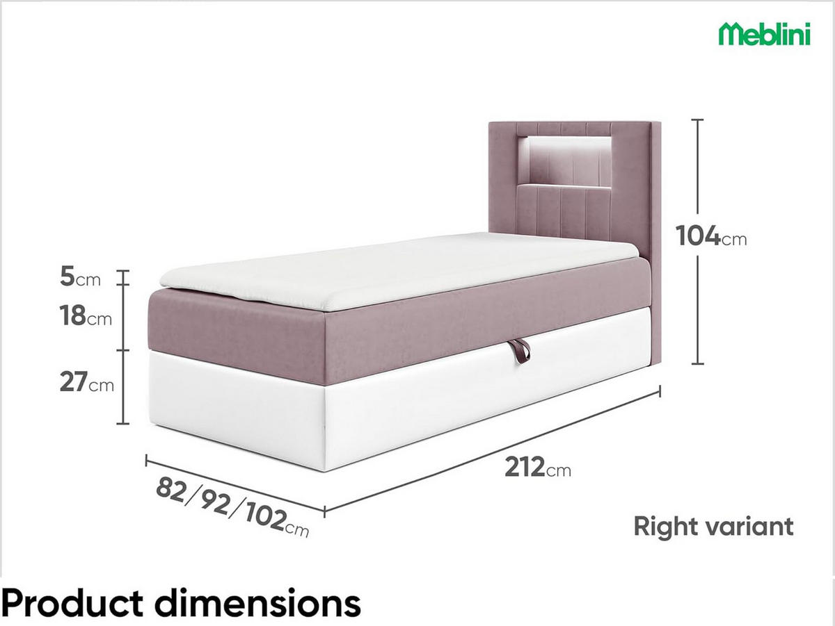 KINDERBETT GARETH 1 - Lila/Weiß, Holzwerkstoff (82/212cm) - Meblini