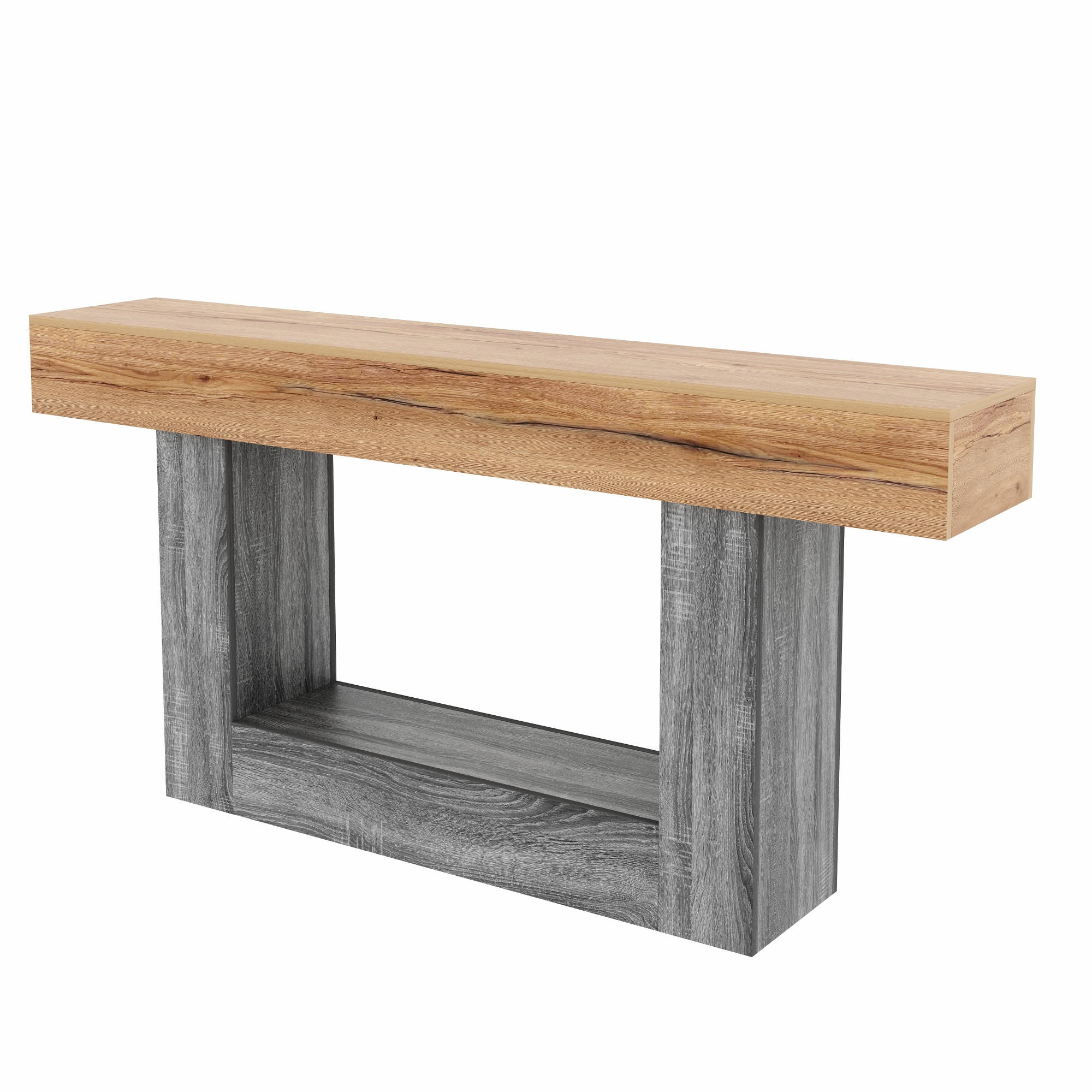 KONSOLENTISCH DE-37069 zweifarbig mit U-förmigen Stützen Natur/Grau - Naturfarben, Holzwerkstoff (160/30/82.5cm) - ComfortXL