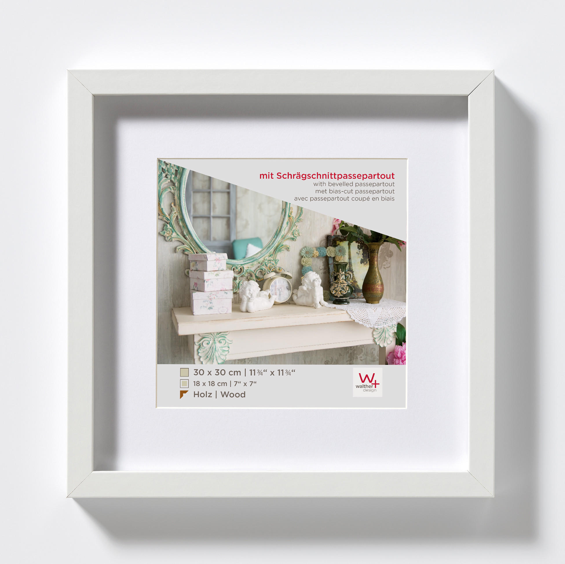 BILDERRAHMEN Stockholm 3D Holzr. 30x30 cm, WEISS - Weiß, Holzwerkstoff (33.1/33.1/3.25cm) - walther design
