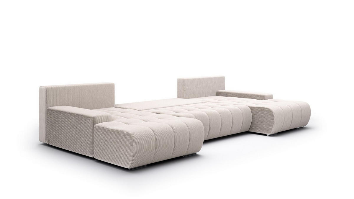 WOHNLANDSCHAFT Vogar In Poso - Creme, Holzwerkstoff/Textil (350/85/185cm) - Fun Möbel