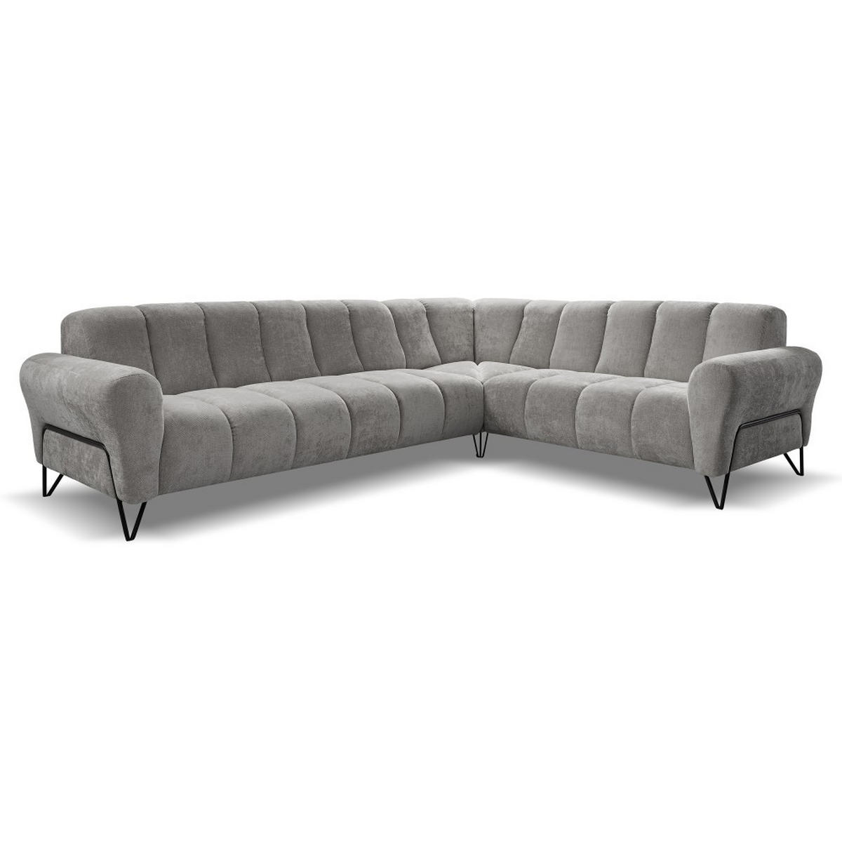 ECKSOFA Volare ohne Schlaffunktion Hellgrau links - Hellgrau/Schwarz, Textil/Metall (295/235cm) - Beautysofa