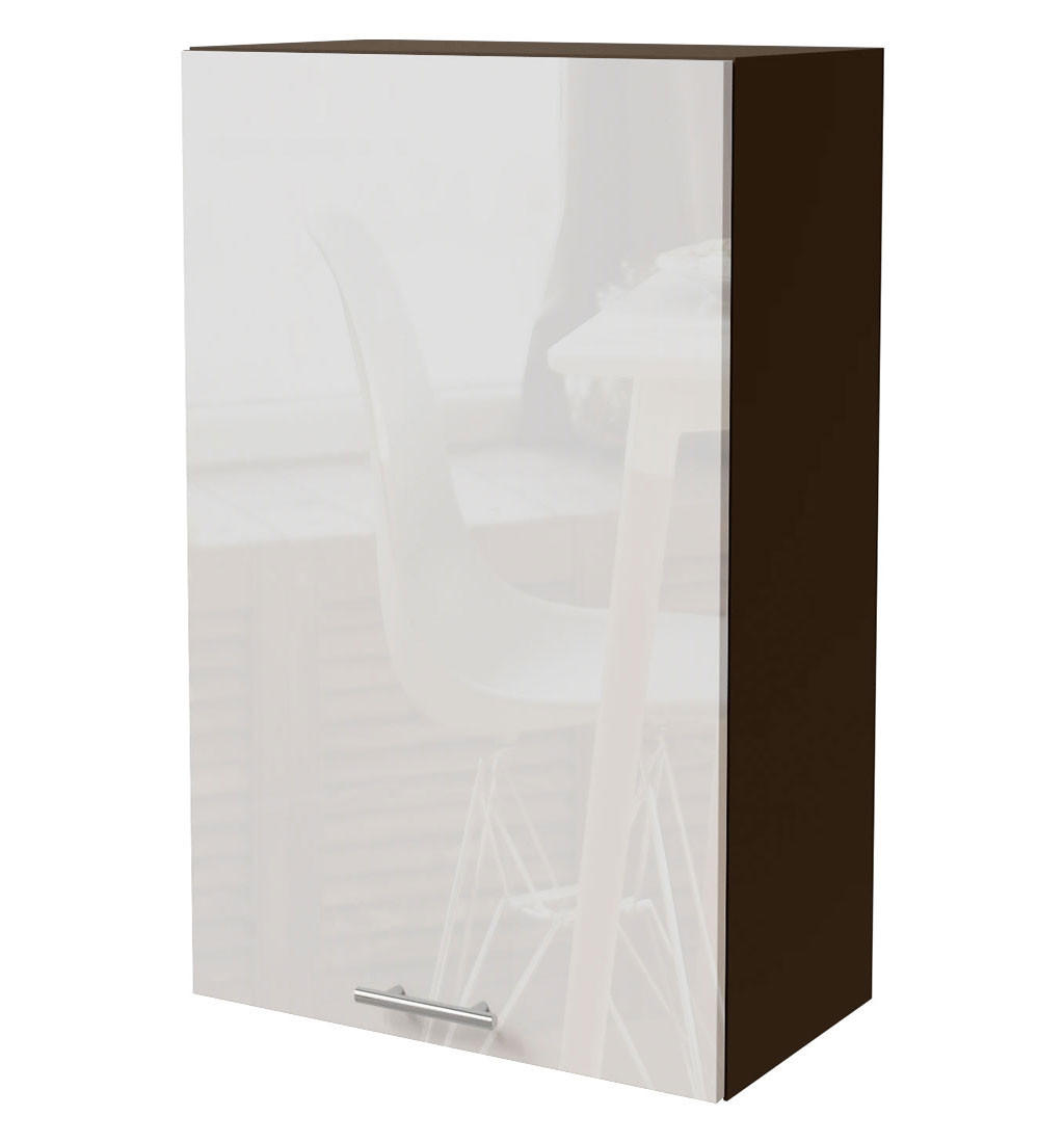 Feldmann-Wohnen Küchenhängeschrank Weiß Hochglanz, Dunkelgrau 60x96x32.5 cm