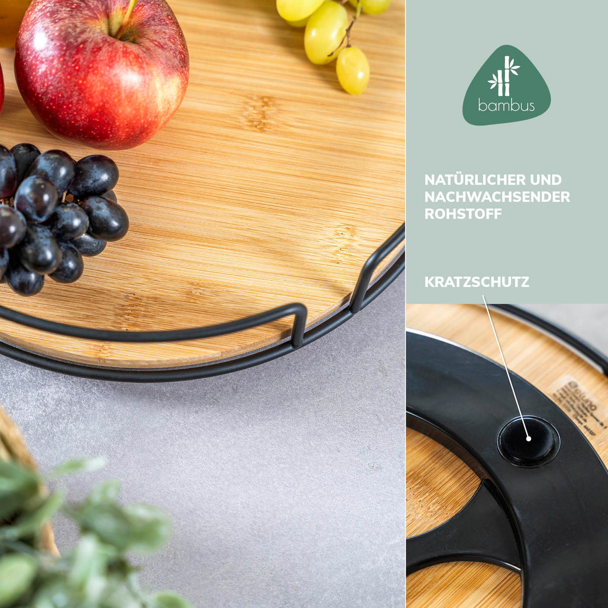 DREHTELLER Bambus/Metall schwarz - Schwarz, Metall (30/6/30cm) - eluno