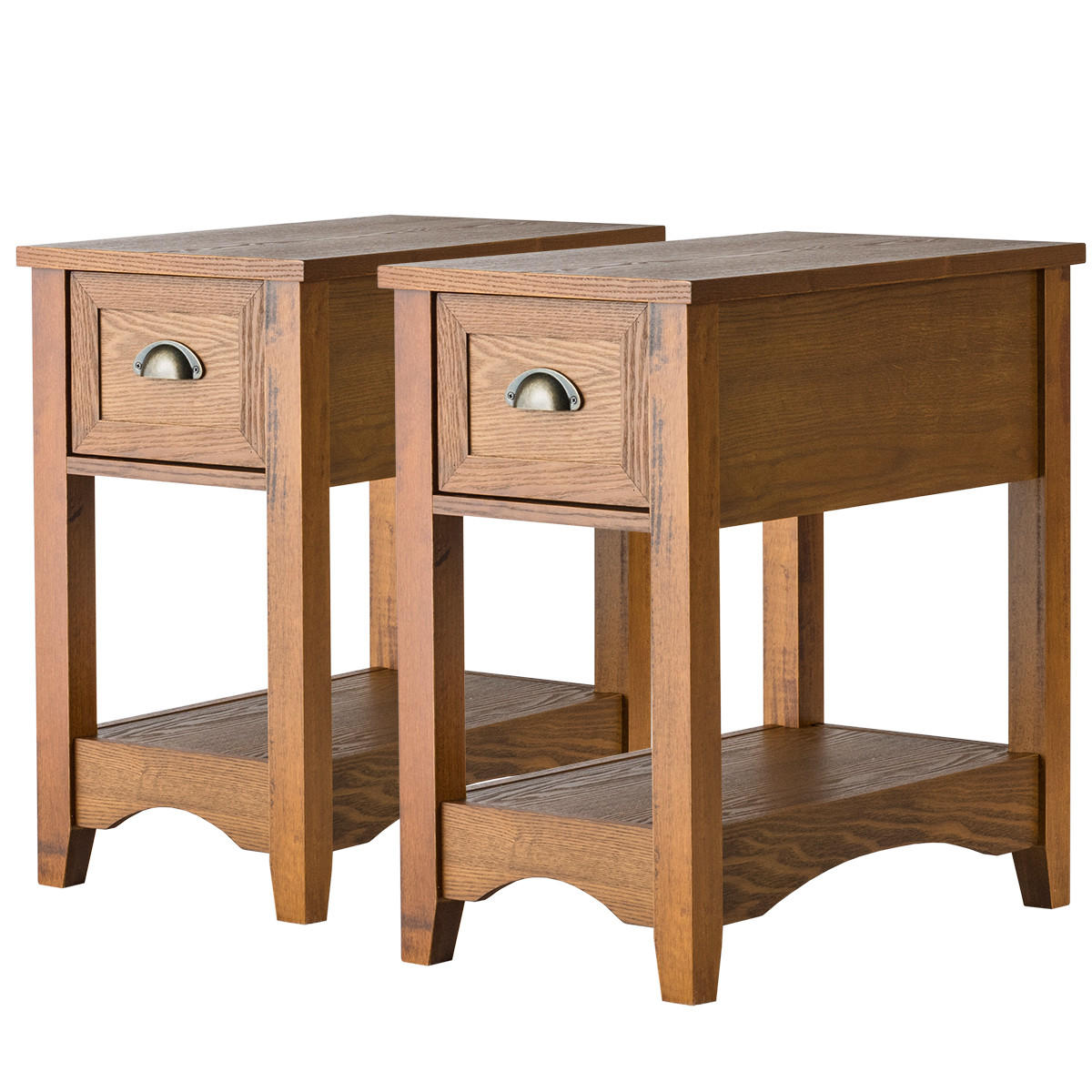 BEISTELLTISCH 59cm Holz(2er-Set) - Braun, Holz (56/33/59cm) - COSTWAY