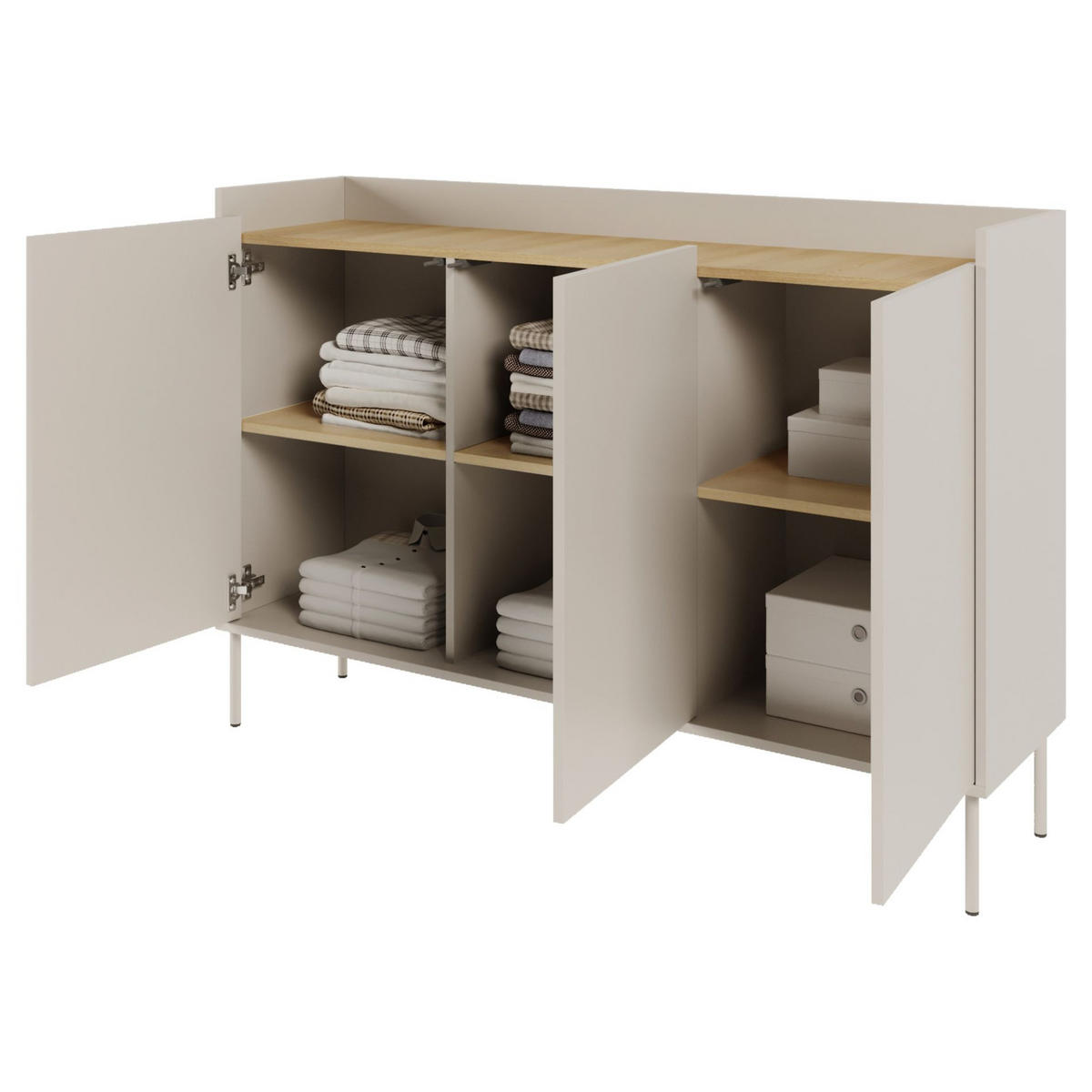 SIDEBOARD Tovi Kaschmirgrau / Holzoptik Eiche 140 cm - Kaschmir, Holzwerkstoff/Metall (139.8/95.5/36.4cm) - Selsey