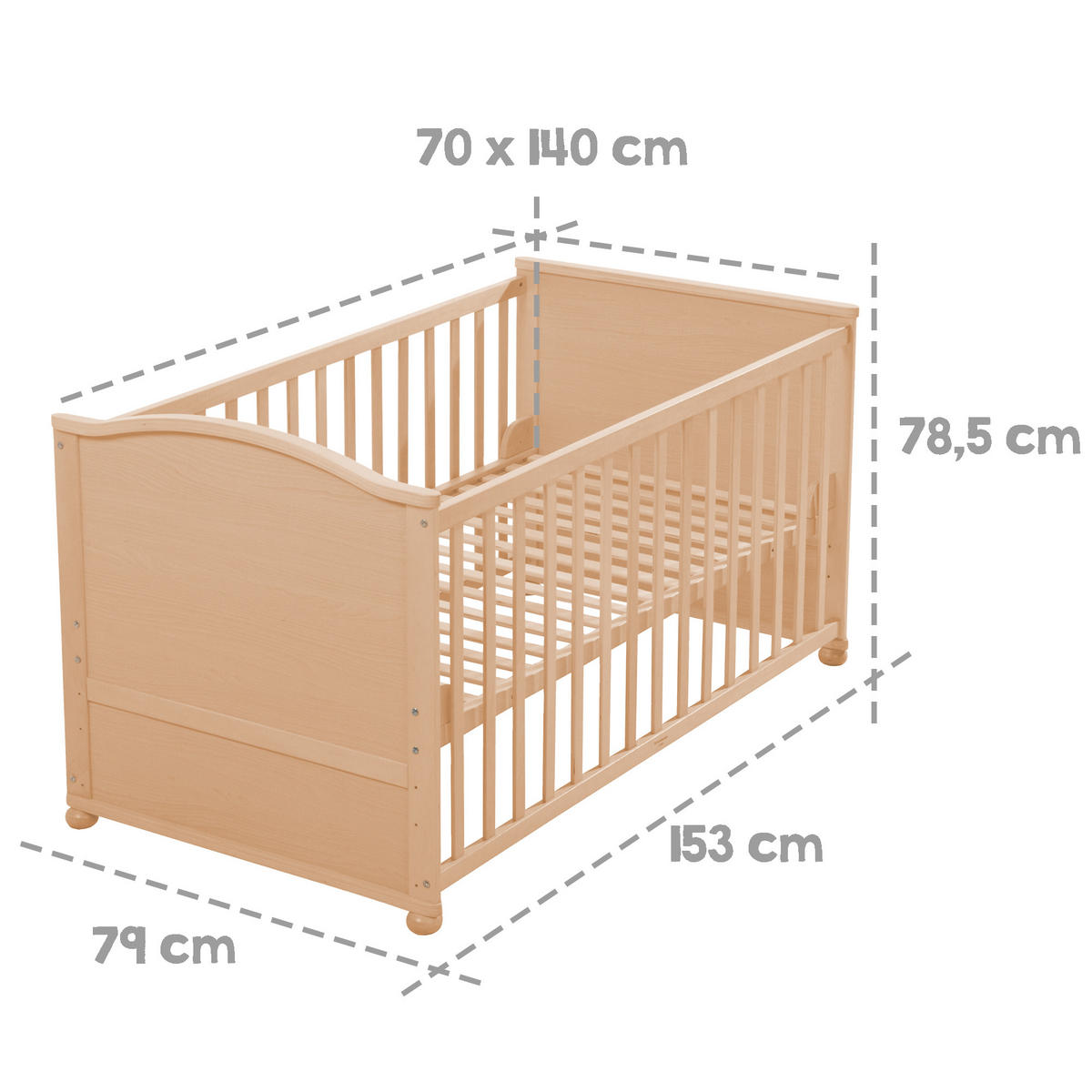 BABYBETT natur - Naturfarben, Holzwerkstoff (70/140cm) - Roba