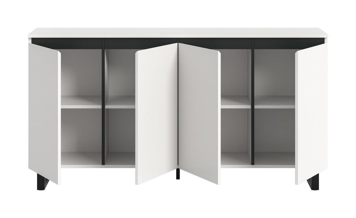 SIDEBOARD Estela (B/H/T: ca. 160/84/36 cm) in weiß/weiß - Weiß, Holzwerkstoff (160/84/36cm)