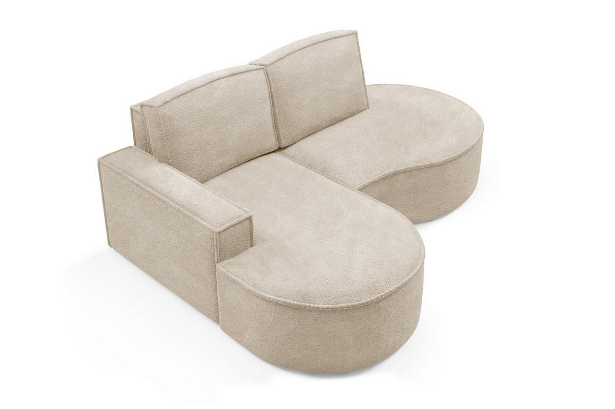 ECKSOFA Flow Beige, mit Kissen in Abriamo Stoff, linke seite - Beige, Holzwerkstoff/Textil (210/157cm) - Bettso
