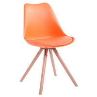 STUHL Lederlook orange - Eukalyptusholzfarben/Orange, Holz/Textil (48/83/56cm) - CLP