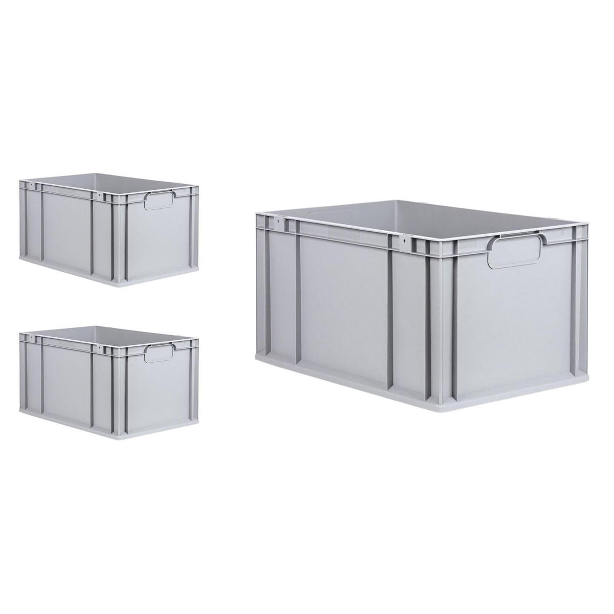EUROBOX 3x Nextgen Economy Mit Auflagedeckel Grau/Grün Griffe Geschlossen 65 Liter - Grün, Kunststoff (40/32/60cm) - PROREGAL