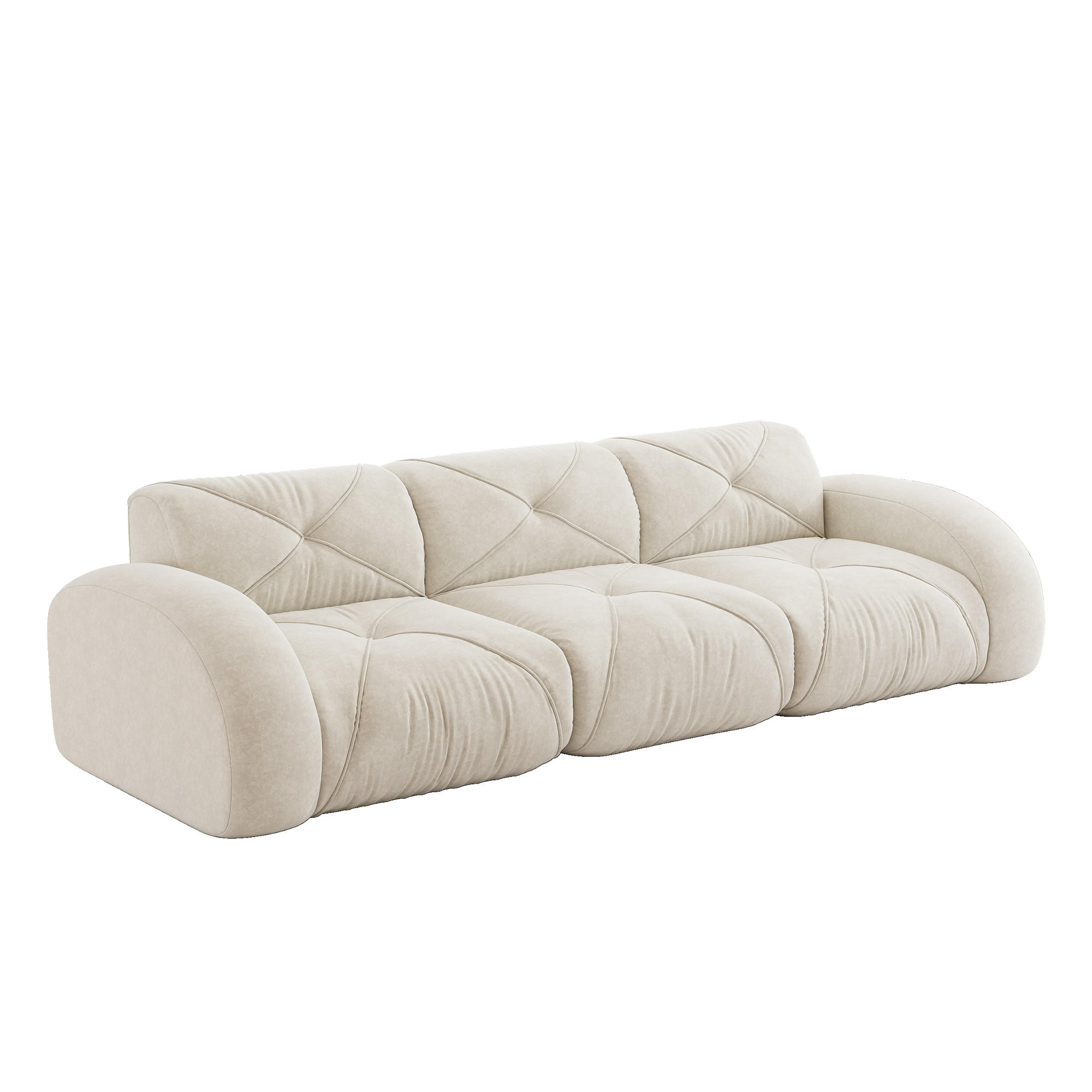 SOFA rahmenlos 3-Sitzer Chenille Weiß - Weiß, Kunststoff (95/76/281cm) - Meubliv