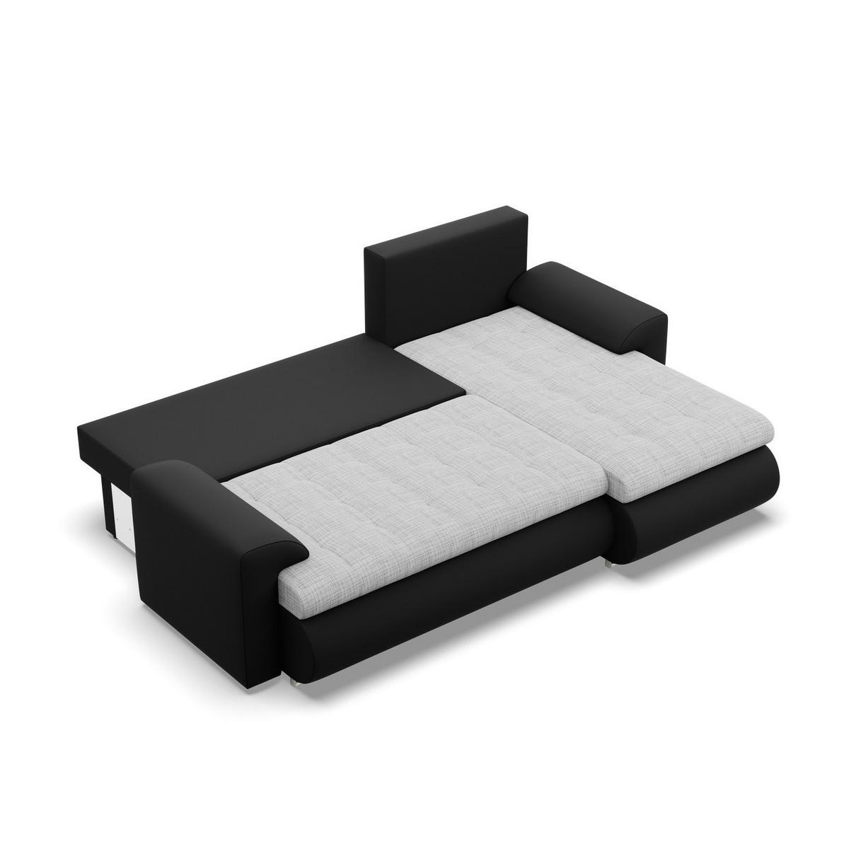 ECKSOFA RECHTS MIT SCHLAFFUNKTION FORESTA, Grau + Schwarz - Schwarz/Grau, Textil (230/159cm) - Mebligo