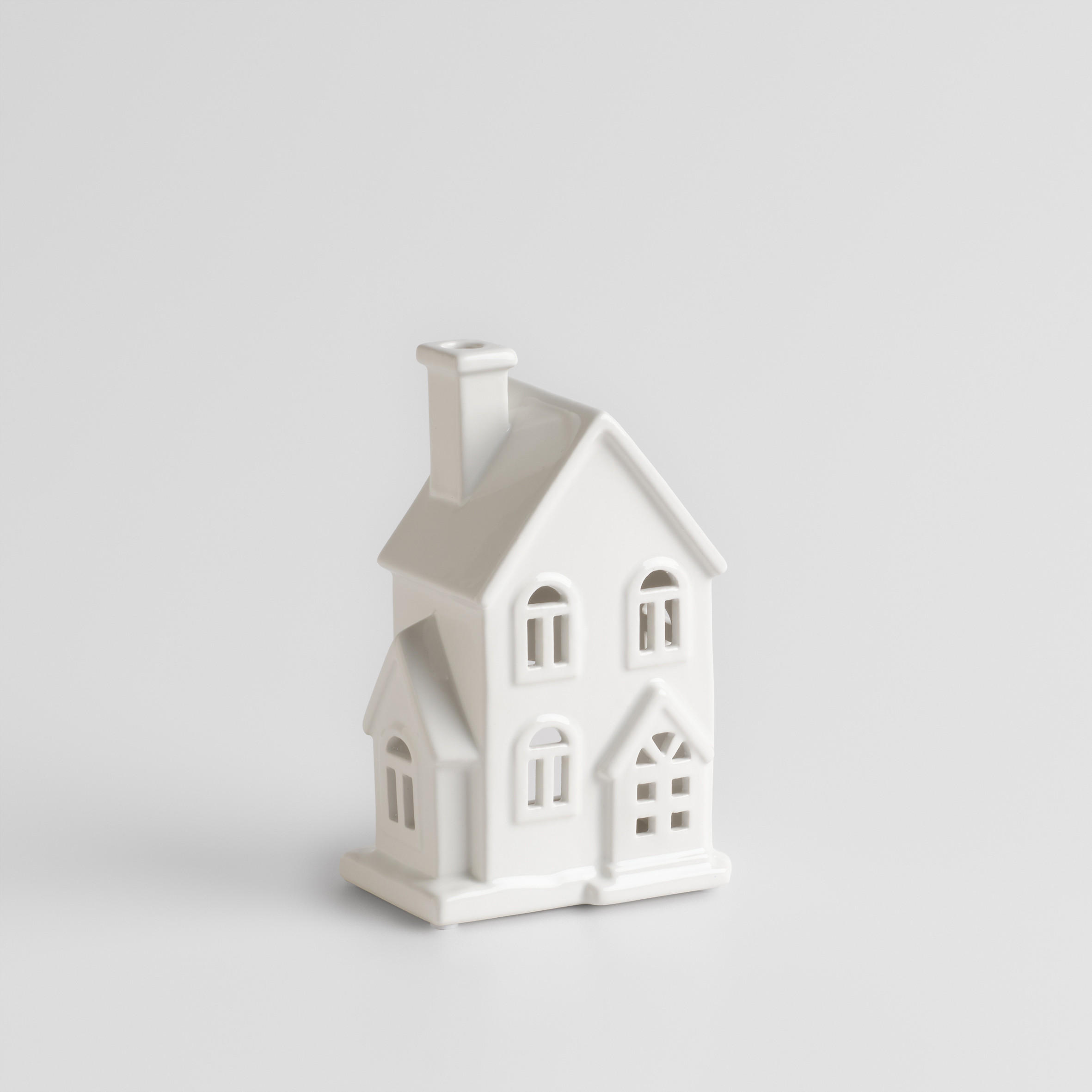 KERZENSTÄNDER Hause, Weiß, 19.5 x 12.5 x 8.5 cm, Dekorative Weihnachtsdeko - Weiß, Keramik (12.5/19.5/8.5cm) - home&you