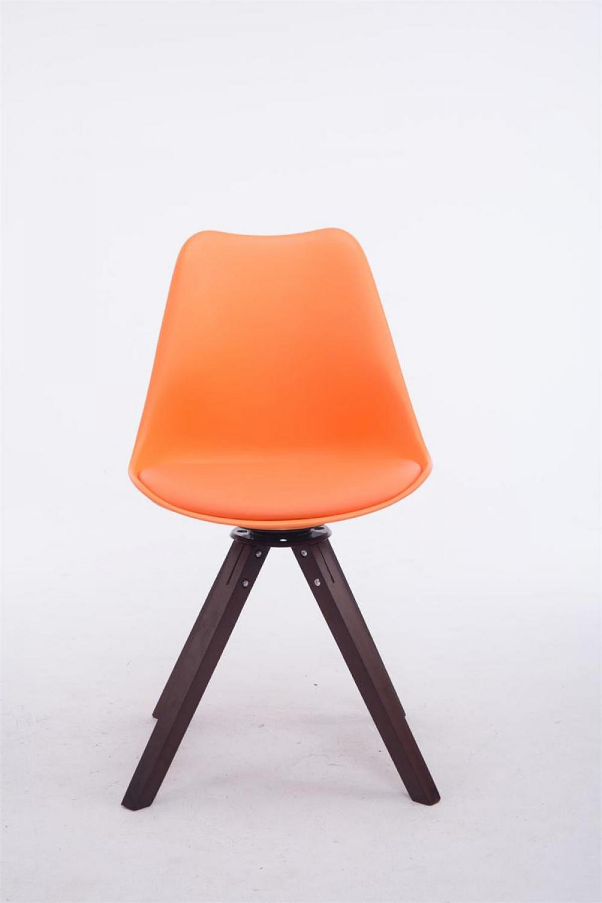 DREHSTUHL Lederlook orange - Walnussfarben/Orange, Holz/Textil (48/84/56cm) - CLP