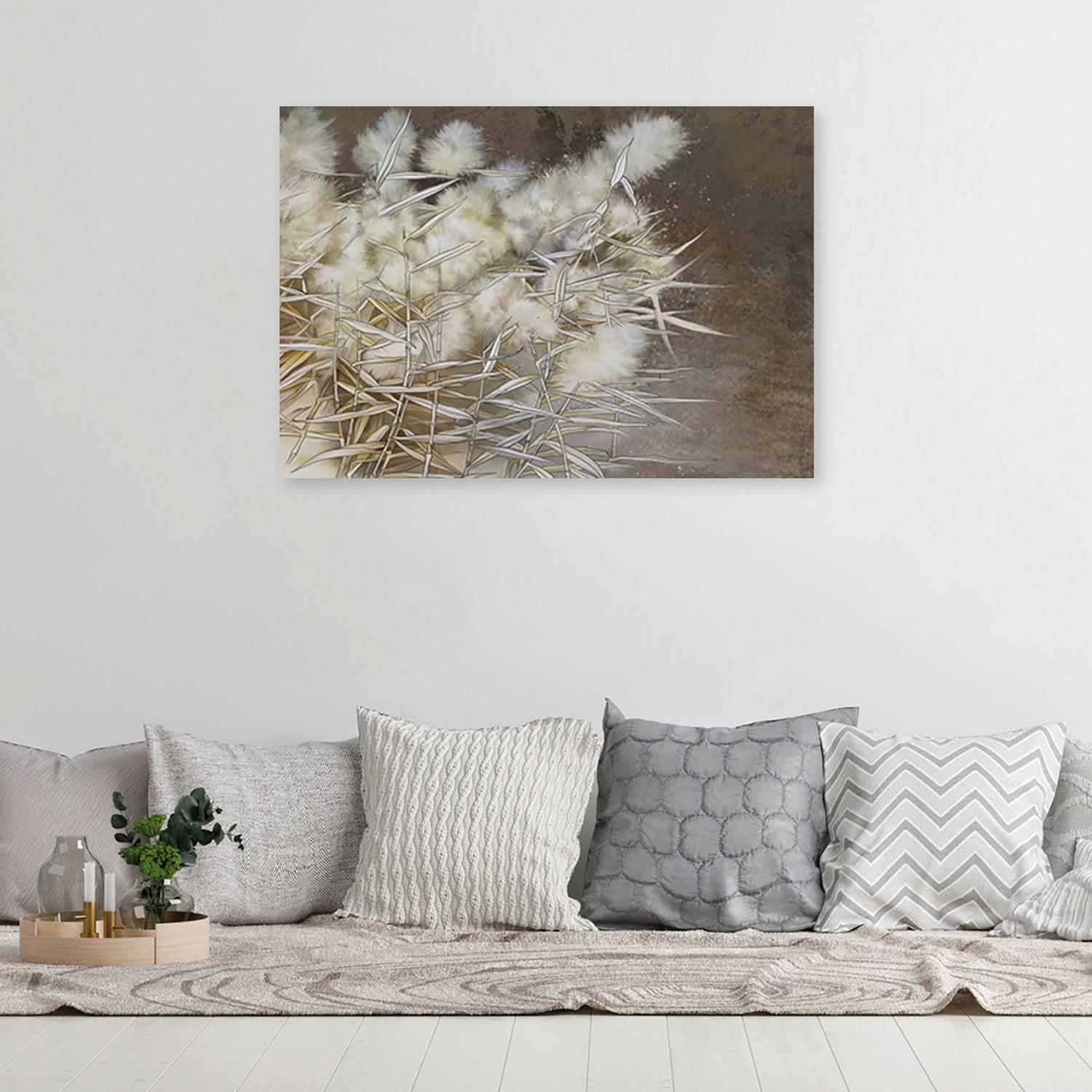 WANDBILD boho pampasgras - Beige, Textil (60/40cm) - Feeby