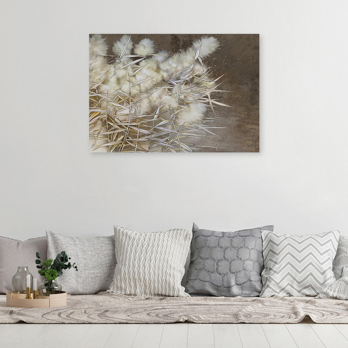 WANDBILD boho pampasgras - Beige, Textil (60/40cm) - Feeby