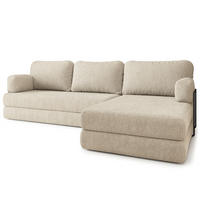 ROHOVÁ SEDAČKA LEA modulární Boneless pohovka s funkcí spaní, krémová QUELLE 02 - krémová, textil (270/160cm) - MASSENO