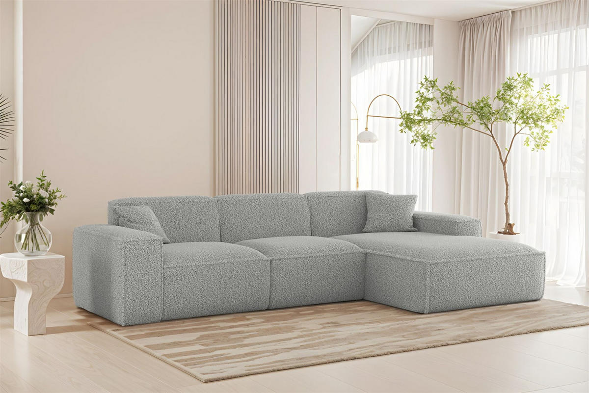ECKSOFA Celes Premium In Sven - Hellgrau, Holzwerkstoff/Textil (266/165cm) - Fun Möbel