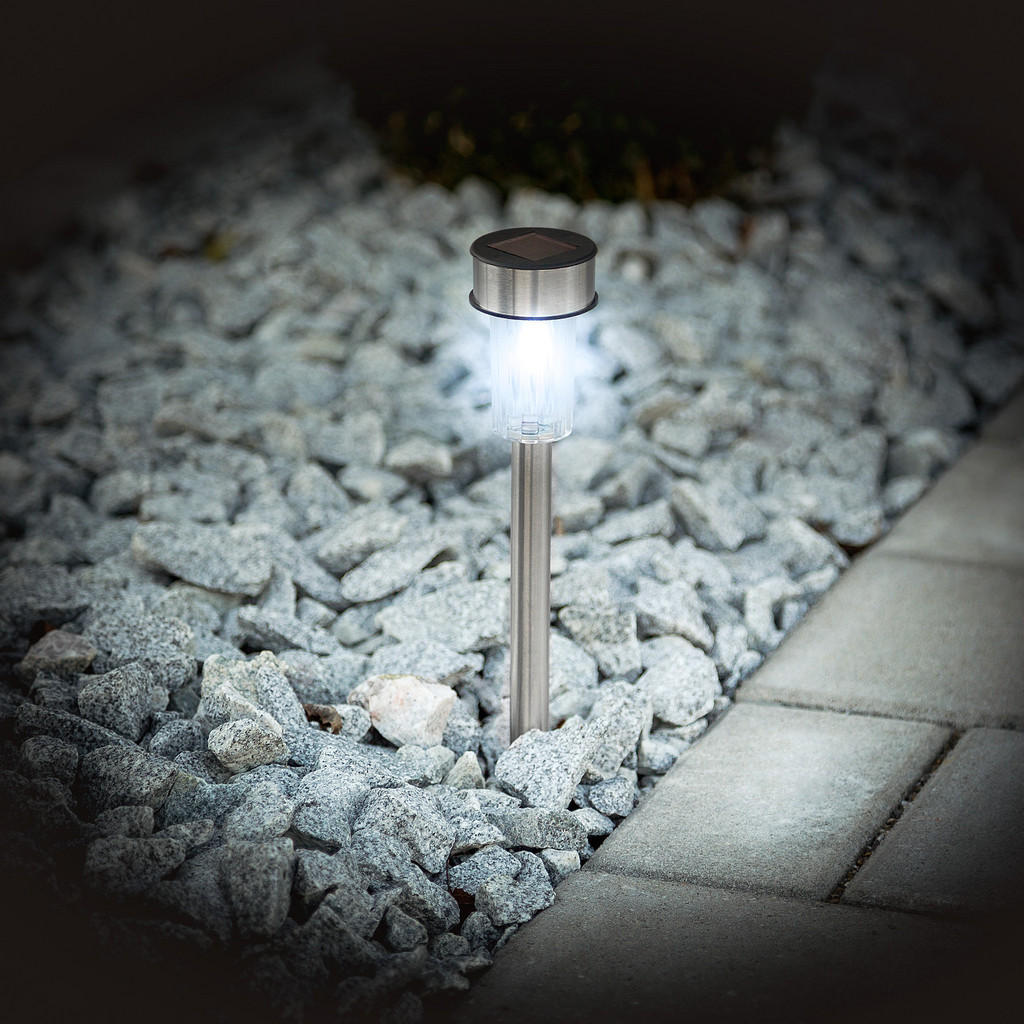 Thumbnail - tectake Led-Solarlampen, Silber, Metall, Quadratisch, 4.7x37x4.7 cm, CE, Lampen & Leuchten, Außenbeleuchtung, Außenleuch...