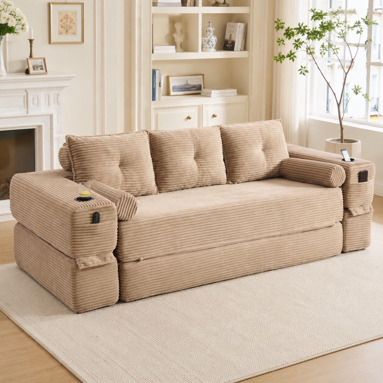 ComfortXL Schlafsofa Sand 232x80x98 cm