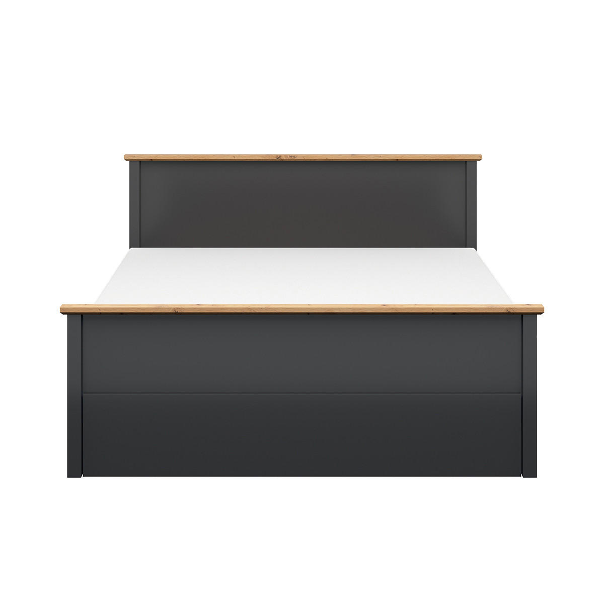 BETT 160/200 Duck Anthrazitgrau und Holz in Eichenoptik - Grau, Holzwerkstoff (160/200cm) - Petits-meubles