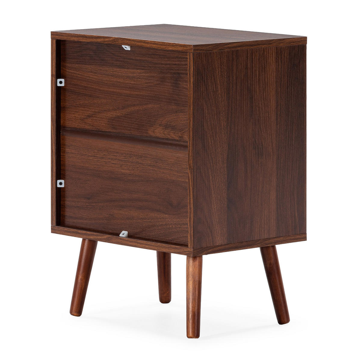 MĂSUȚA DE NOAPTE Lluvia cu 2 sertare, aspect de nuc comun - culoare nucă, compozit lemnos (40/55/30cm) - VS Venta-stock