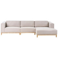 COLȚAR cu 5 locuri textil bej deschis pe partea stângă Veng - bej/maro deschis, material textil (347/156cm) - Beliani