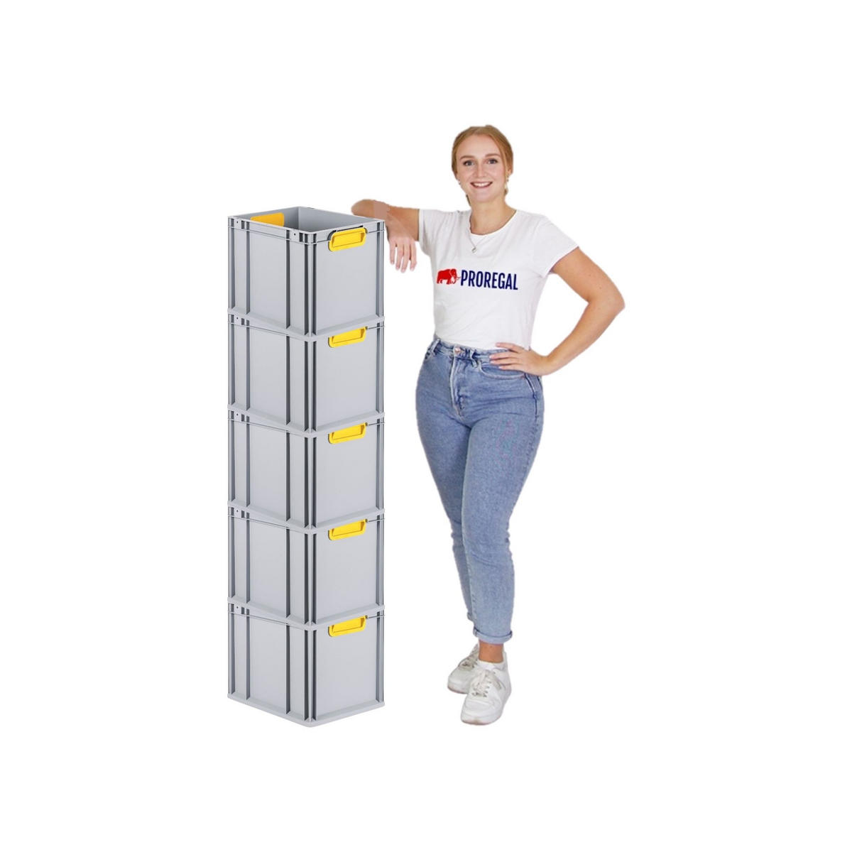 EUROBOX 5x Nextgen Color Mit Auflagedeckel 32x30x40cm Griffe Gelb Geschlossen - Gelb, Kunststoff (30/32/40cm) - PROREGAL