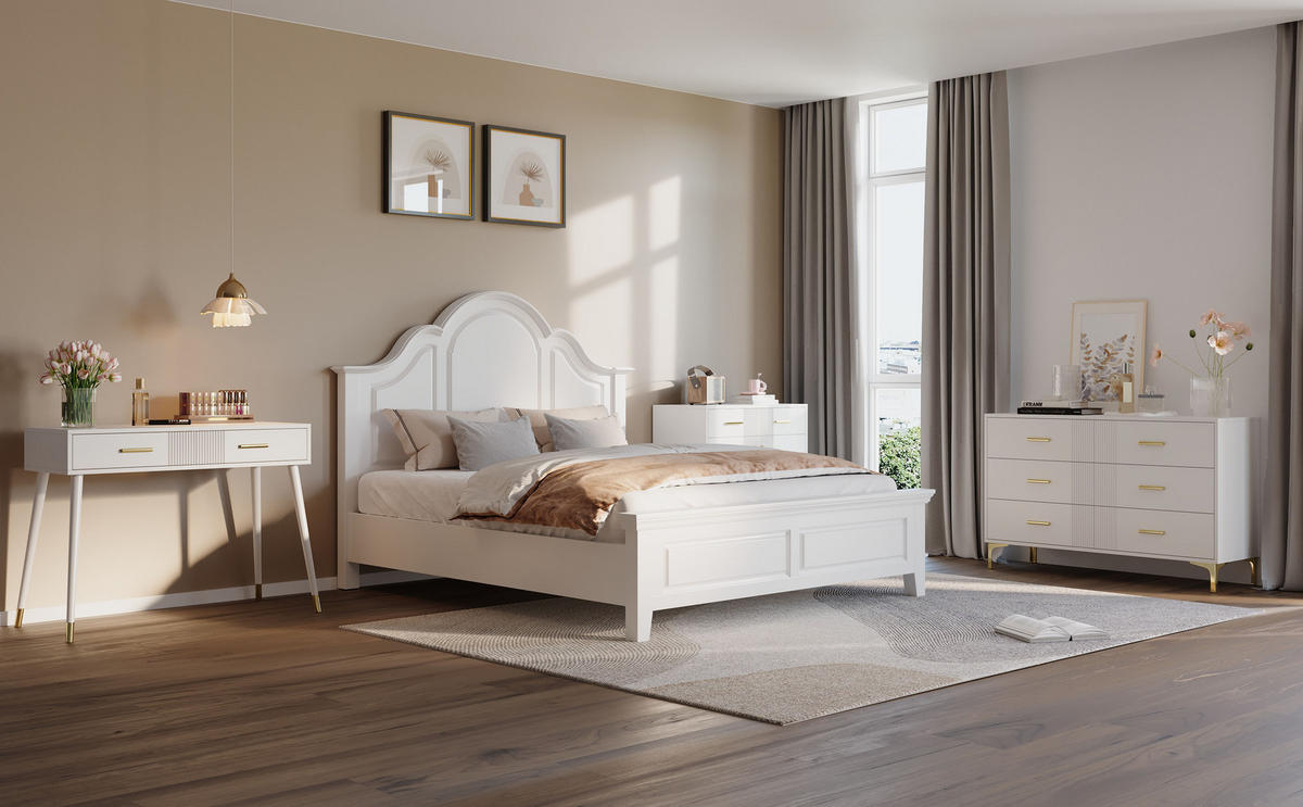 KOMMODE mit 3 Türen & 1 Schublade Akzent Gestaltung - Weiß, Holzwerkstoff (120/76/40cm) - Urban Meuble