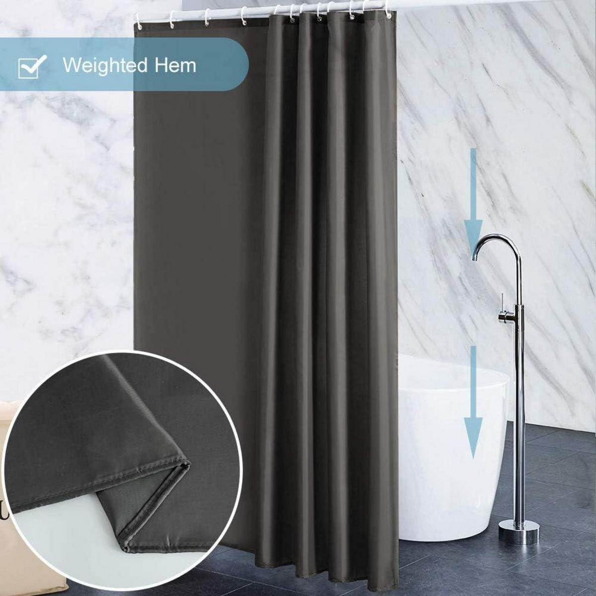 DUSCHVORHANG Dunkelgrau 180 x 210 cm - Anthrazit, Textil (180/210cm)