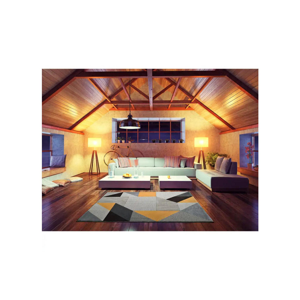 Thumbnail - Atticgo Webteppich, Grau, Dunkelgelb, Textil, Grafikmuster, Rechteckig, 140x200 cm, Oeko-Tex® Standard 100, antistatisch...