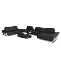 WOHNLANDSCHAFT Bari XXL - Schwarz, Leder (456/89/329cm) - Sofa Dreams