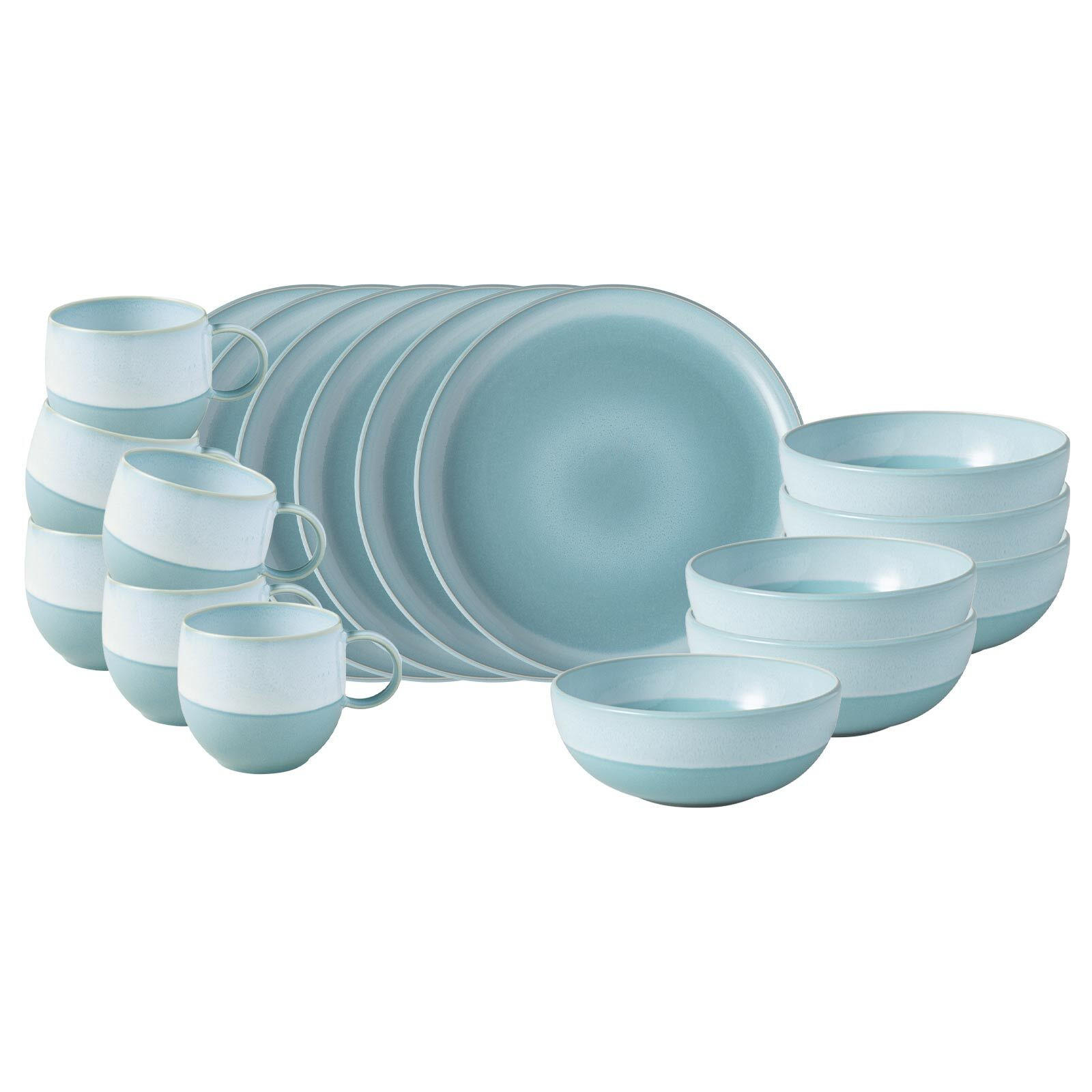 FRÜHSTÜCKS-SET Perlemor Aqua blau 18er Set - Blau, Keramik (2/2/2cm) - like.Villeroy & Boch